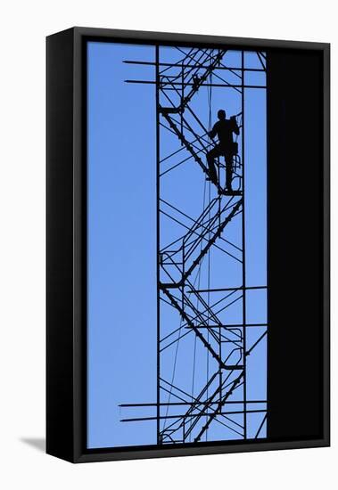 Steelworker Assembling Scaffolding-null-Framed Premier Image Canvas