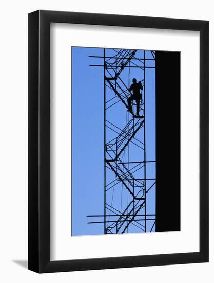 Steelworker Assembling Scaffolding-null-Framed Photographic Print