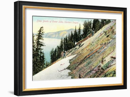 Steep Banks of Crater Lake-null-Framed Art Print