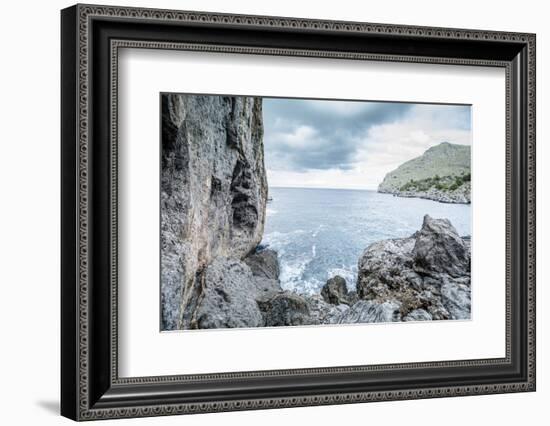 Steep Coast on Majorca with View to the Sea at Sa Calobra-Jorg Simanowski-Framed Photographic Print