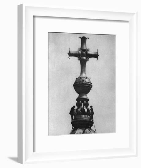 Steeplejacks on the Summit of St Paul's Cathedral, London, 1926-1927-null-Framed Giclee Print