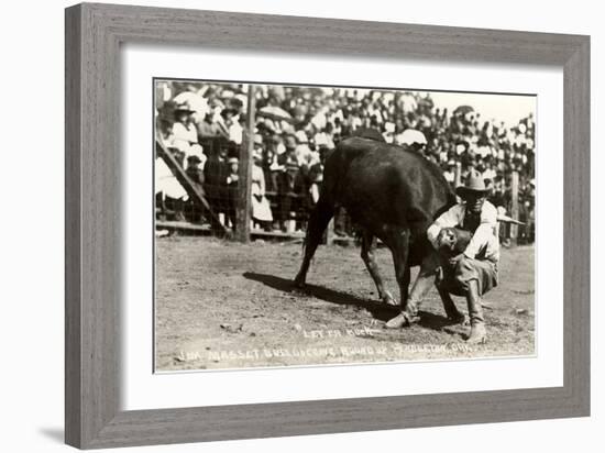 Steer Wrestling-null-Framed Art Print