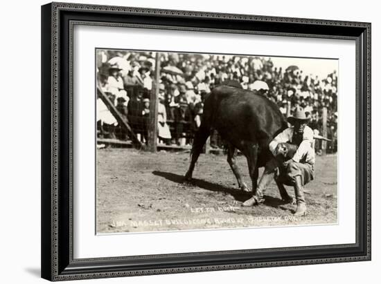 Steer Wrestling-null-Framed Art Print