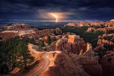 Lightning over Bryce Canyon-Stefan Mitterwallner-Framed Premier Image Canvas