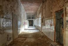 Corridor in an Abandoned Hospital in Beelitz-Stefan Schierle-Framed Premier Image Canvas