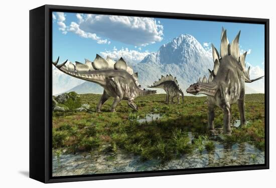 Stegosaurus Dinosaurs, Artwork-Roger Harris-Framed Premier Image Canvas