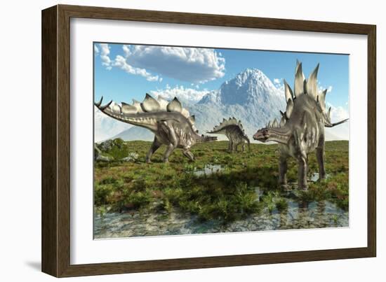 Stegosaurus Dinosaurs, Artwork-Roger Harris-Framed Photographic Print