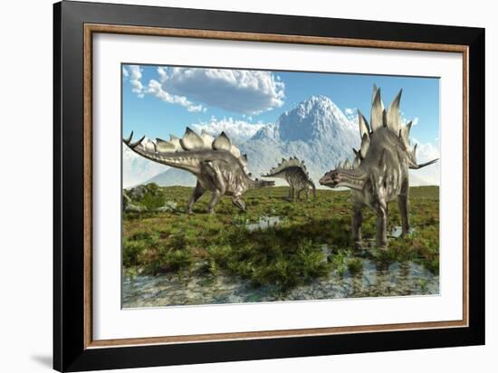 Stegosaurus Dinosaurs, Artwork-Roger Harris-Framed Photographic Print