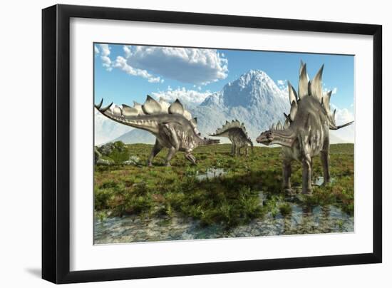Stegosaurus Dinosaurs, Artwork-Roger Harris-Framed Photographic Print