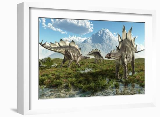 Stegosaurus Dinosaurs, Artwork-Roger Harris-Framed Photographic Print
