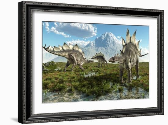 Stegosaurus Dinosaurs, Artwork-Roger Harris-Framed Photographic Print