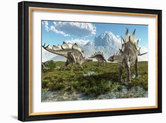 Stegosaurus Dinosaurs, Artwork-Roger Harris-Framed Photographic Print