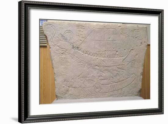 Stela Depicting Naval Battle, from Novilara, Marche, Italy, Piceno Civilization, 7th-6th Century BC-null-Framed Giclee Print