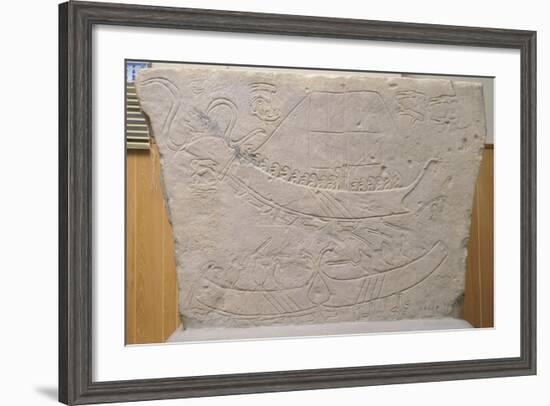 Stela Depicting Naval Battle, from Novilara, Marche, Italy, Piceno Civilization, 7th-6th Century BC-null-Framed Giclee Print