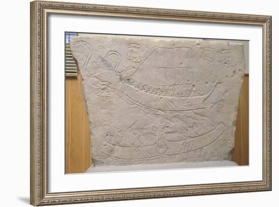Stela Depicting Naval Battle, from Novilara, Marche, Italy, Piceno Civilization, 7th-6th Century BC-null-Framed Giclee Print