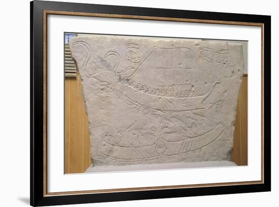Stela Depicting Naval Battle, from Novilara, Marche, Italy, Piceno Civilization, 7th-6th Century BC-null-Framed Giclee Print