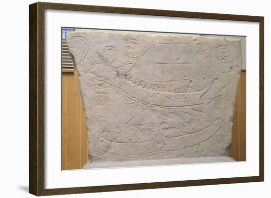 Stela Depicting Naval Battle, from Novilara, Marche, Italy, Piceno Civilization, 7th-6th Century BC-null-Framed Giclee Print