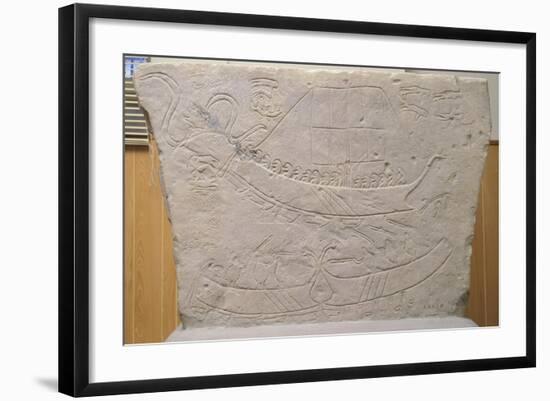 Stela Depicting Naval Battle, from Novilara, Marche, Italy, Piceno Civilization, 7th-6th Century BC-null-Framed Giclee Print