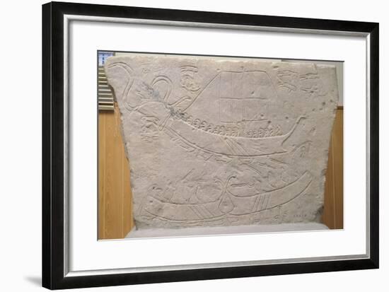 Stela Depicting Naval Battle, from Novilara, Marche, Italy, Piceno Civilization, 7th-6th Century BC-null-Framed Giclee Print