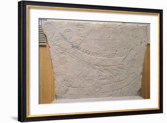 Stela Depicting Naval Battle, from Novilara, Marche, Italy, Piceno Civilization, 7th-6th Century BC-null-Framed Giclee Print