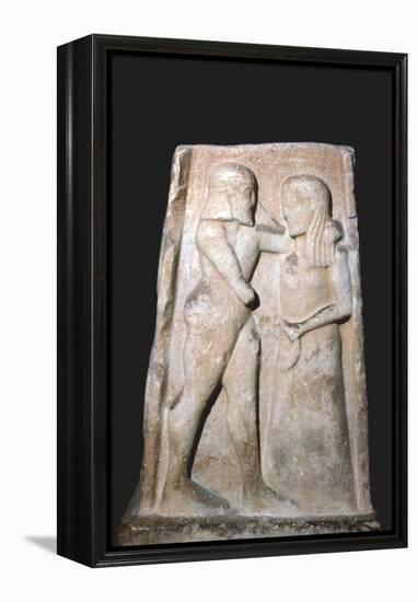 Stela of Menalaus and Helen (of Troy), Archaic Greek, c8th century BC-c5th century BC-Unknown-Framed Premier Image Canvas