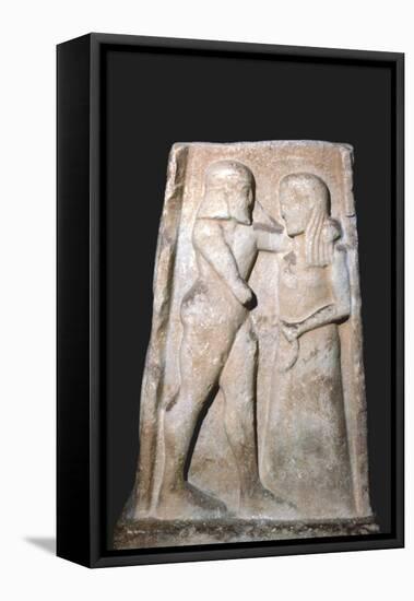 Stela of Menalaus and Helen (of Troy), Archaic Greek, c8th century BC-c5th century BC-Unknown-Framed Premier Image Canvas