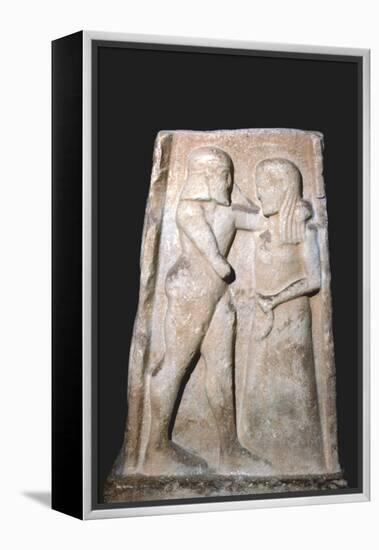 Stela of Menalaus and Helen (of Troy), Archaic Greek, c8th century BC-c5th century BC-Unknown-Framed Premier Image Canvas