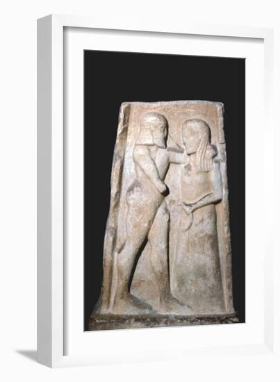 Stela of Menalaus and Helen (of Troy), Archaic Greek, c8th century BC-c5th century BC-Unknown-Framed Giclee Print