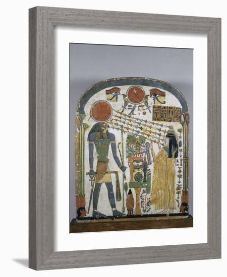 Stèle de la dame Taperet adorant le dieu Rê-Horakhty-null-Framed Giclee Print