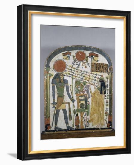 Stèle de la dame Taperet adorant le dieu Rê-Horakhty-null-Framed Giclee Print