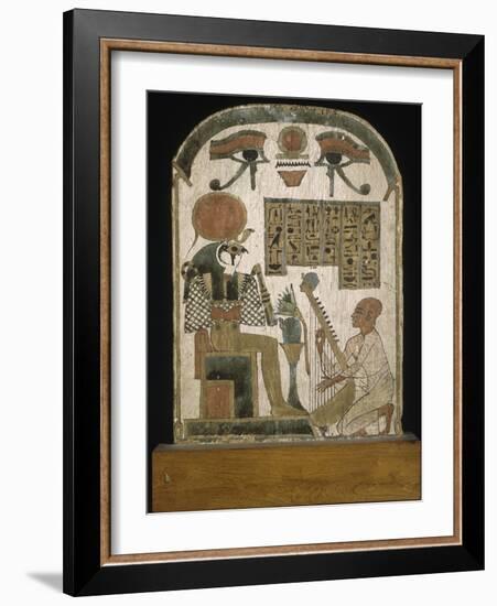 Stèle du harpiste Djedkhonsouioufankh adorant le dieu Rê-Horakhty-null-Framed Giclee Print