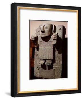 Stele from Tiahuanaco Showing Viracocha, the 'staff God', a Celestial Creation Deity-null-Framed Giclee Print