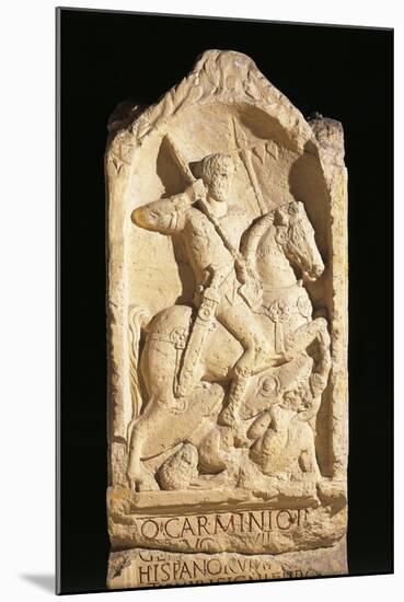 Stele of Quinto Carminio Ingenuo, Depicting Man on Horseback-null-Mounted Giclee Print