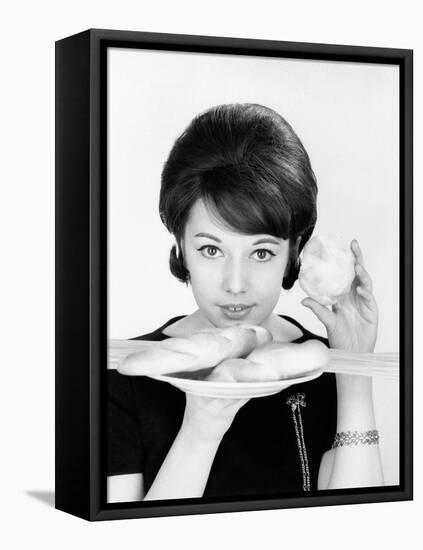 Stella Dizzy with a Plate Full of Bread and Spaghetti-null-Framed Premier Image Canvas