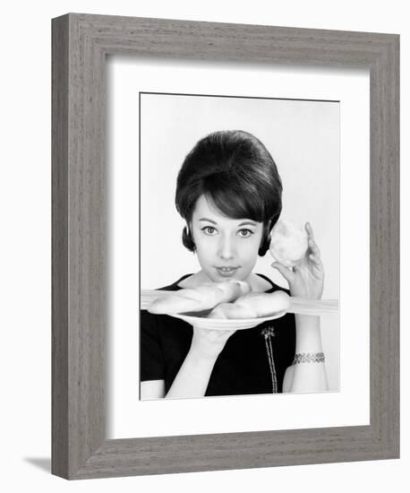 Stella Dizzy with a Plate Full of Bread and Spaghetti-null-Framed Giclee Print