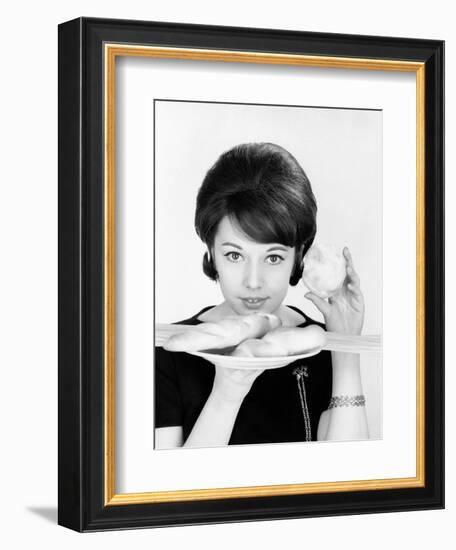 Stella Dizzy with a Plate Full of Bread and Spaghetti-null-Framed Giclee Print