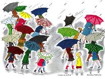 Umbrellas - Jack & Jill-Stella May DaCosta-Giclee Print