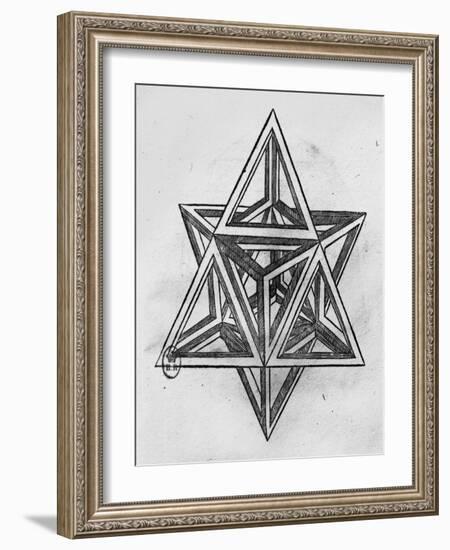 Stella Octangula, from "De Divina Proportione" by Luca Pacioli, Published 1509, Venice-Leonardo da Vinci-Framed Giclee Print