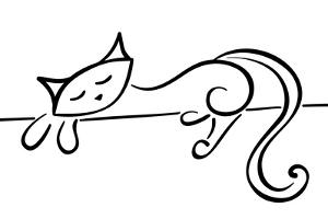 Silhouette Of A Lying Black Cat by Stellis