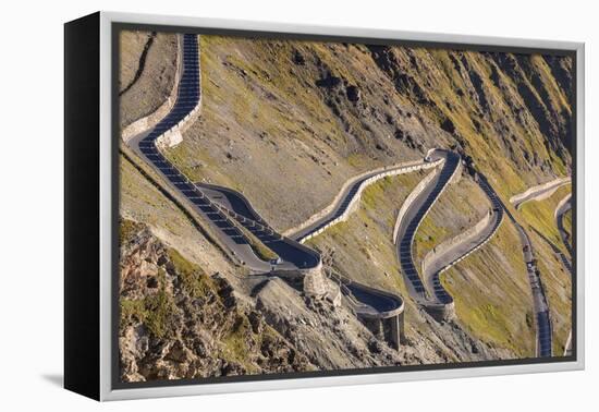 Stelvio Pass, Ortler Alps, South Tyrol / Sondrio, Italy: Highest Paved Mountain Pass Eastern Alps-Axel Brunst-Framed Premier Image Canvas