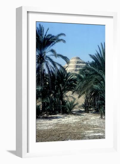 Step Pyramid (Behind Palms) of King Djoser (Zozer), Saqqara, Egypt, 3rd Dynasty, C2600 Bc-Imhotep-Framed Photographic Print