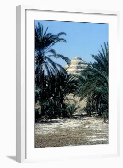 Step Pyramid (Behind Palms) of King Djoser (Zozer), Saqqara, Egypt, 3rd Dynasty, C2600 Bc-Imhotep-Framed Photographic Print