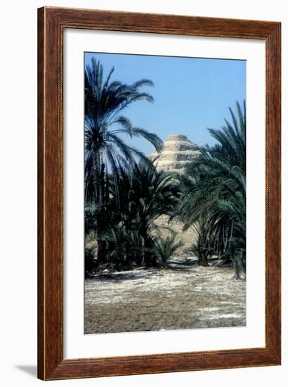 Step Pyramid (Behind Palms) of King Djoser (Zozer), Saqqara, Egypt, 3rd Dynasty, C2600 Bc-Imhotep-Framed Photographic Print