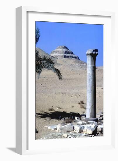 Step Pyramid of King Djoser (Zozer) Behind Ruins of Temple, Saqqara, Egypt, C2600 Bc-Imhotep-Framed Photographic Print