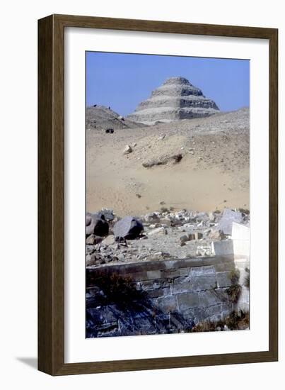 Step Pyramid of King Djoser (Zozer) Behind Ruins of Temple, Saqqara, Egypt, C2600 Bc-Imhotep-Framed Photographic Print