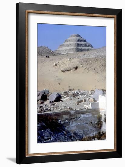 Step Pyramid of King Djoser (Zozer) Behind Ruins of Temple, Saqqara, Egypt, C2600 Bc-Imhotep-Framed Photographic Print