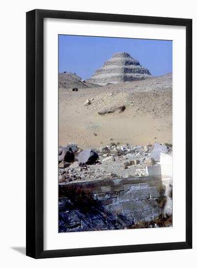 Step Pyramid of King Djoser (Zozer) Behind Ruins of Temple, Saqqara, Egypt, C2600 Bc-Imhotep-Framed Photographic Print