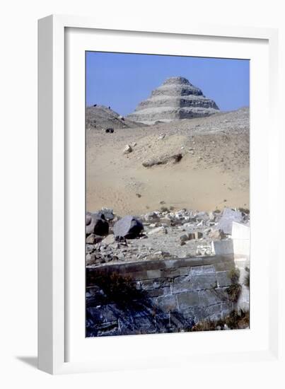 Step Pyramid of King Djoser (Zozer) Behind Ruins of Temple, Saqqara, Egypt, C2600 Bc-Imhotep-Framed Photographic Print