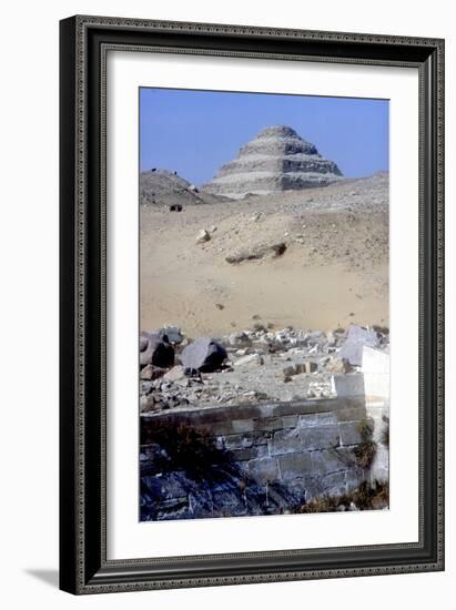 Step Pyramid of King Djoser (Zozer) Behind Ruins of Temple, Saqqara, Egypt, C2600 Bc-Imhotep-Framed Photographic Print