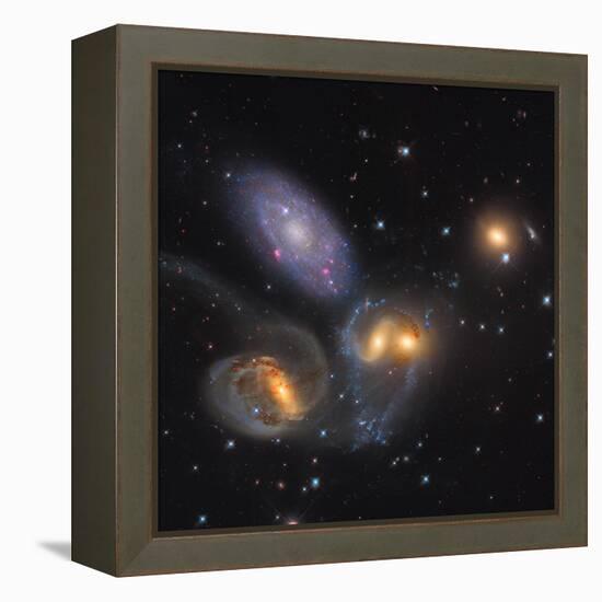 Stephan's Quintet, a Grouping of Galaxies in the Constellation Pegasus-null-Framed Premier Image Canvas